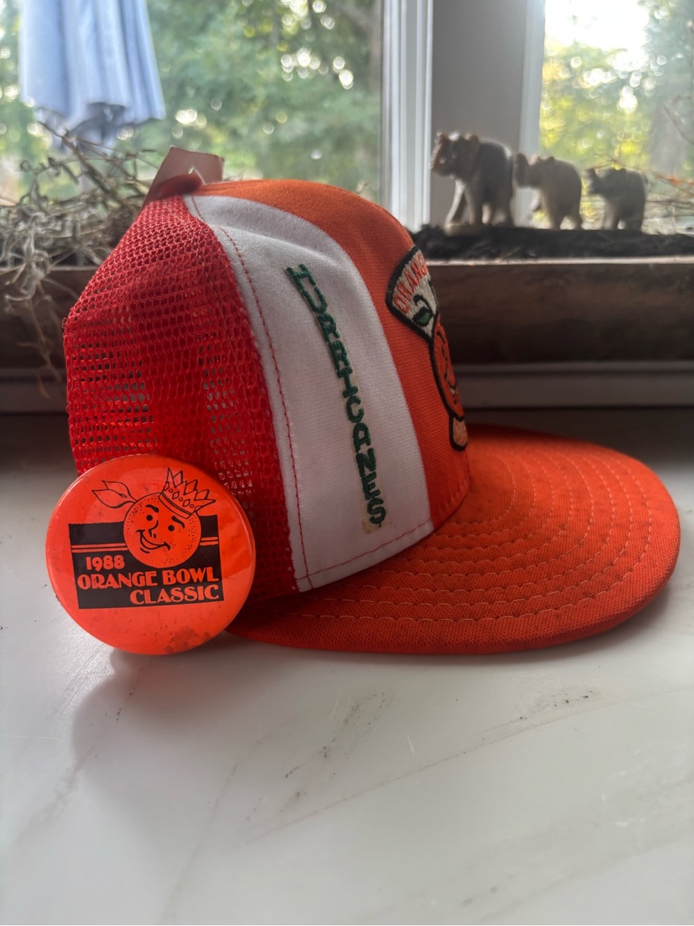 NCAA Miami Hurricanes Orange and White Vintage Mesh Snapback Hat